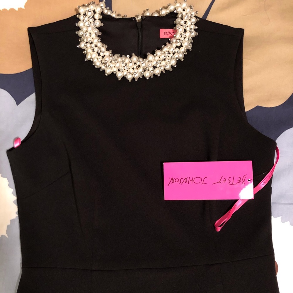 NWT Betsey Johnson Pearl Embellished Crepe Dress